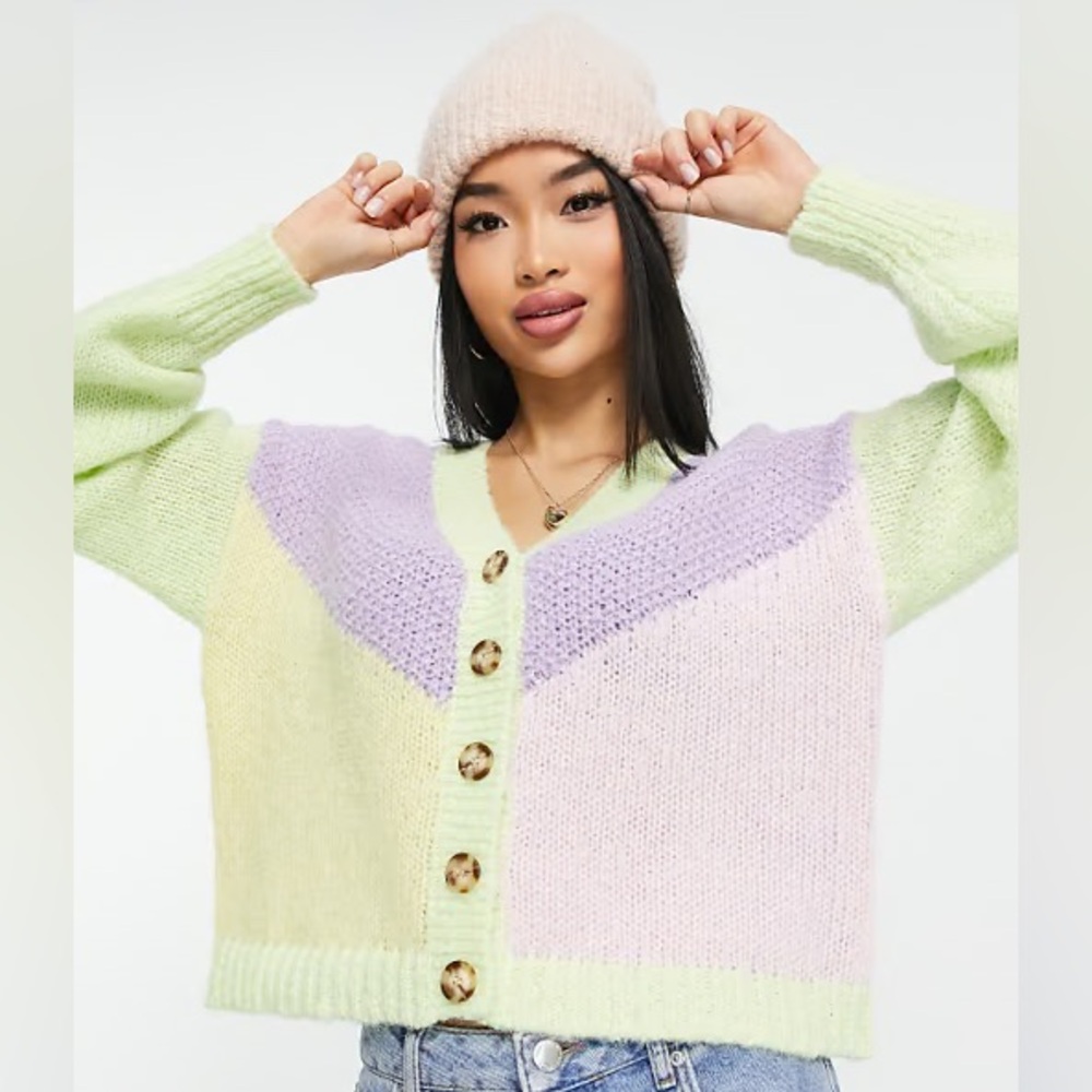 ASOS • Pastel Colorblock Cardigan - Picture 1 of 6